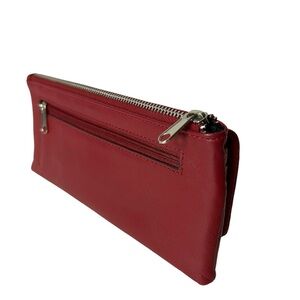 Clarks Women’s Soft Red Buttery Leather Wallet 8” X 3.75”